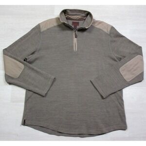 Men's BORN 1/4‎ Zip Pullover Sweater Size (L) Elbow Patches Outdoor Shoes Fleece